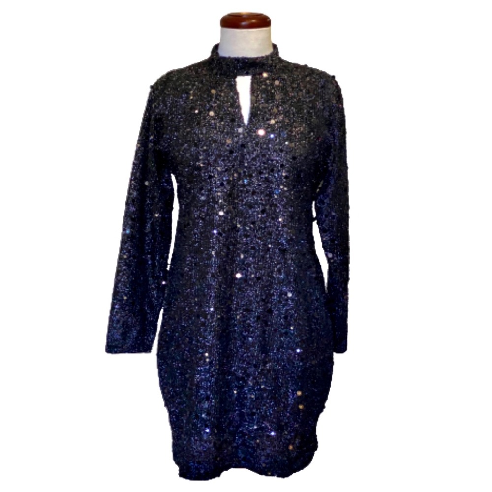 Black sequins cocktail dress